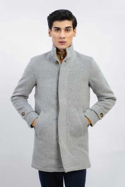 Heather Grey Wool Blended Long Coat - Limited Edition
