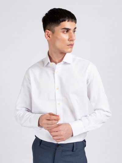 White Honeycombed Structured Shirt