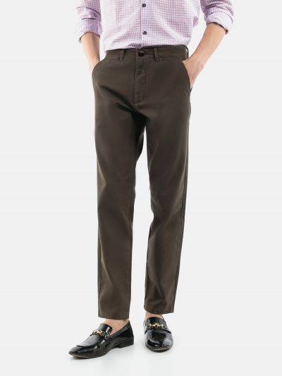 Olive Green Basic Casual Fit Chinos