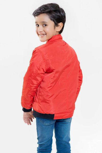 Red Casual Bomber Jacket