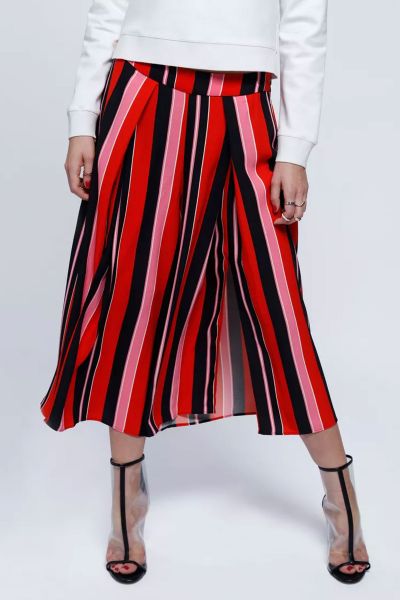Elle Striped Culottes With Front Slit