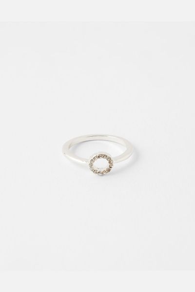 Pave Cut Out Circle Ring White