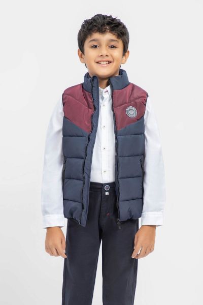 Navy & Burgundy Quilted Sporty Casual Gilet - Unisex