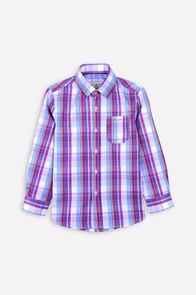 Purple Checkered Long Sleeve Casual Shirt