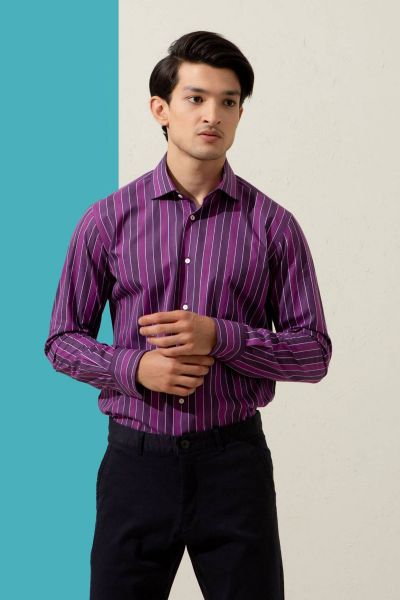 Purple Bold Striped Shirt