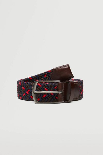 Leather-appliqué braided belt