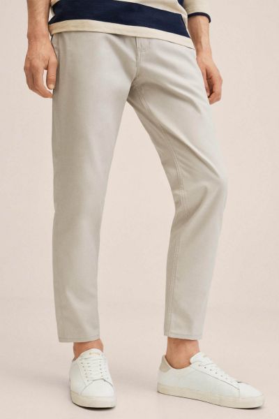 Tapered fit cotton trousers