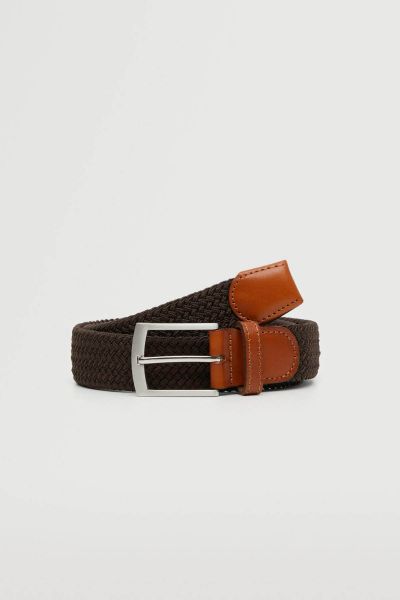 Leather-Appliqué Braided Belt