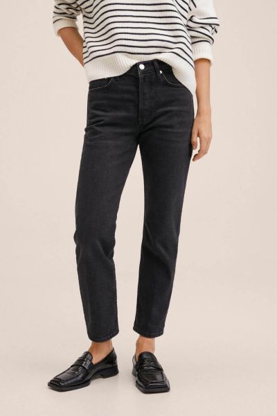 Medium-waist cropped slim-fit jeans