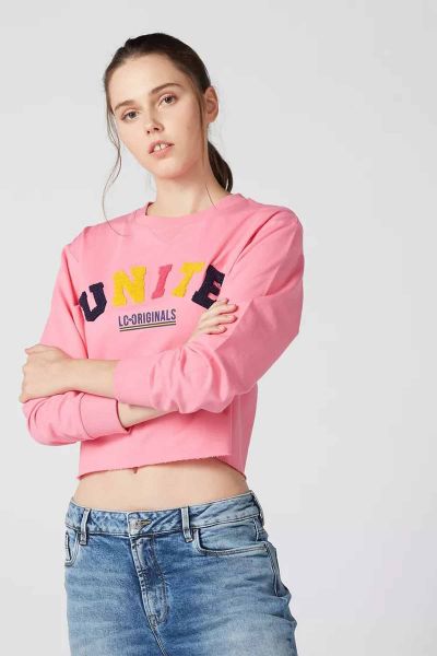 Cropped Sweatshirt with Embroidered Detail
