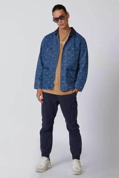 Printed Denim Jacket with Long Sleeves and Chest Pockets