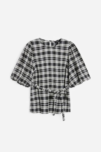 Puff Sleeve Check Top