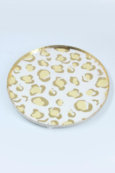 Leopard Print Paper Plate - Gold