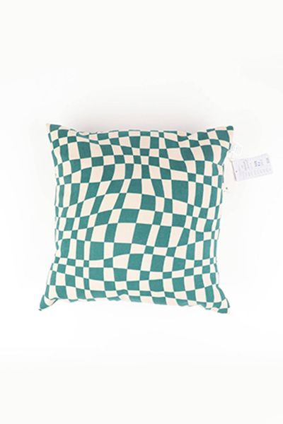 Checkerboard Throw Pillow - Dark Green