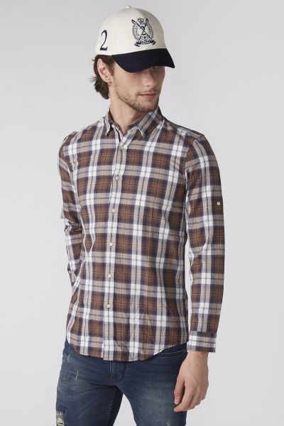 Chequered Shirt with Long Sleeves and Complete Placket