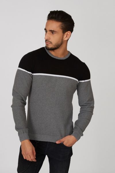 Slim Fit Textured Sweater with Crew Neck and Long Sleeves