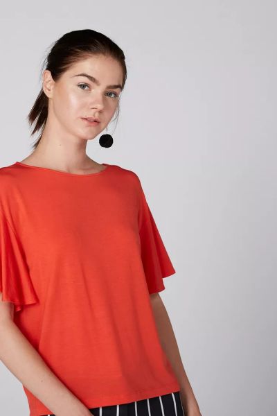 Round Neck Top With Flared Sleeves