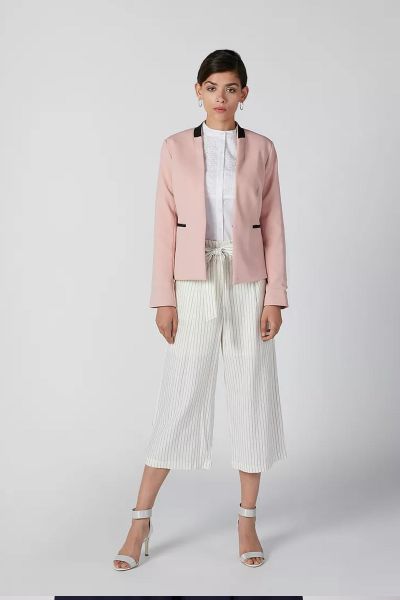 Wide Fit Striped Formal Culottes With Tie Up