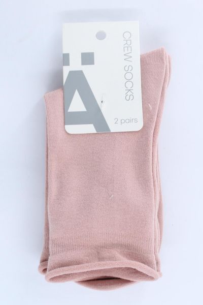 Women's Crew Socks - 2 Pairs - Pink