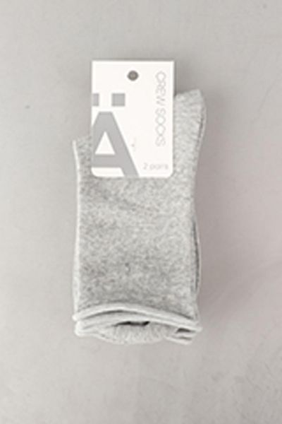Women's Crew Socks - 2 Pairs - Light Grey