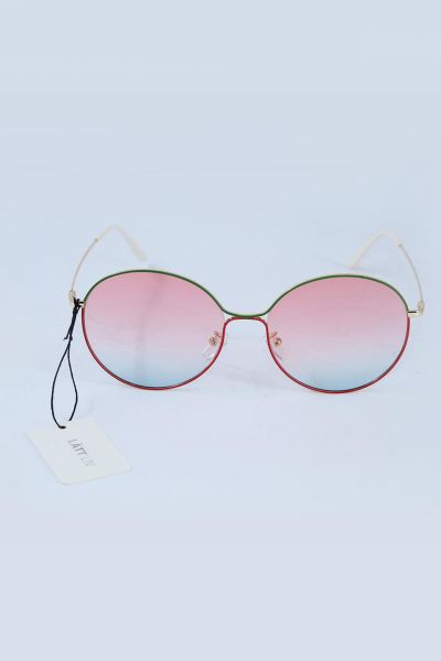 Bi-Colour Gradient Round Women's Sunglasses - Purp