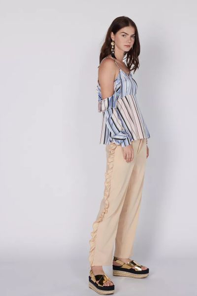 Full Length Pants with Ruffle Detail