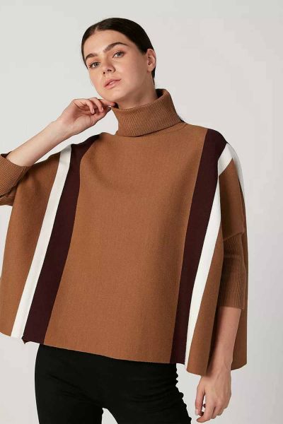 Wide Fit Sweater With Turtle Neck And 3/4 Sleeves