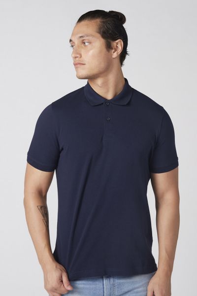 Plain T-shirt with Polo Neck and Short Sleeves