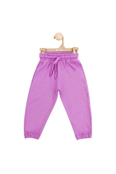 Purple Solid Drawstring Trousers