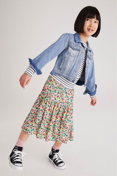 Bright Multi Print Midi Skirt