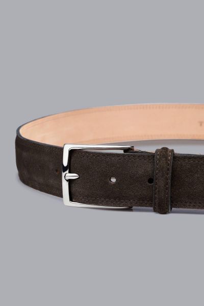 Chocolate Brown Suede Made In England Belt