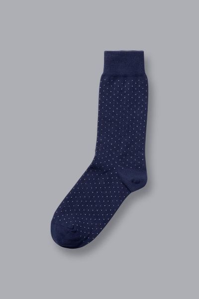 French Blue And White Micro Dash Socks