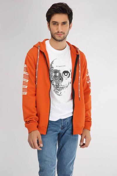 Rust hoodie with gel print