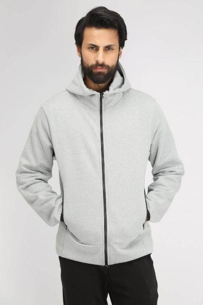 Grey panelled hoodie