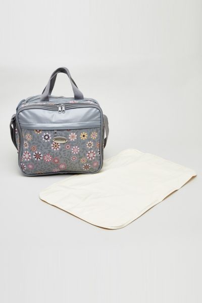 Floral Printed Diaper Bag with Zip Closure