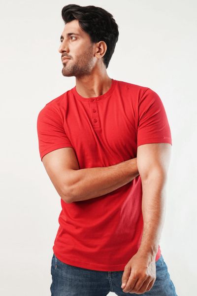Crimson Short Sleeve Henley T-Shirt