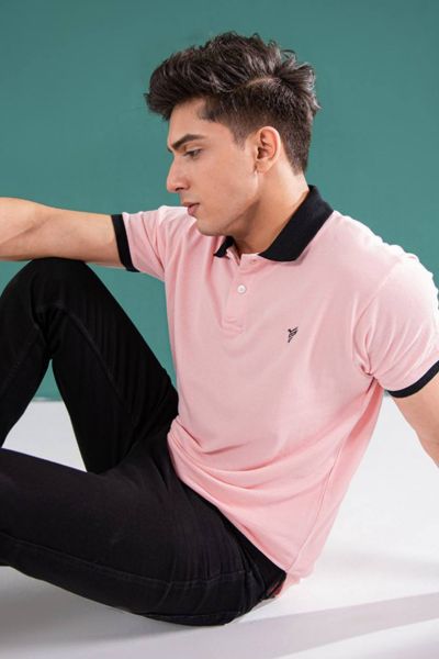 Pink With Black Polo