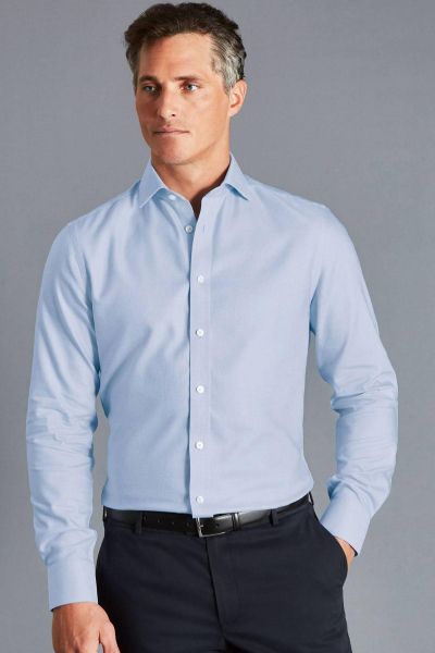 Sky Blue Non-Iron Richmond Weave Cutaway Slim Fit Shirt