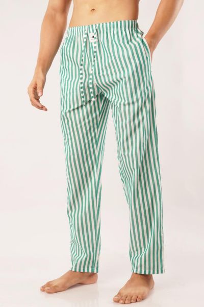 Green Striped Woven Pajama