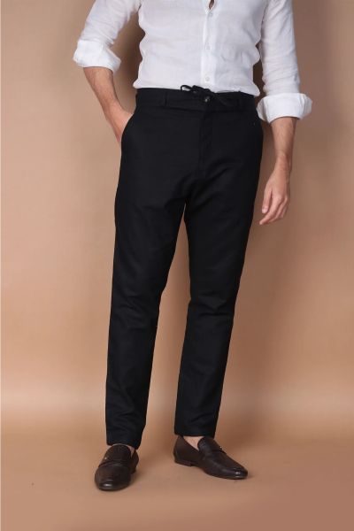 Jet Black Linen Trouser