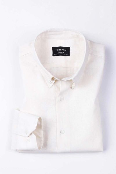 Ivory White Linen Shirt    