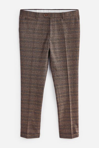 Brown Skinny Fit Check Suit- Trousers
