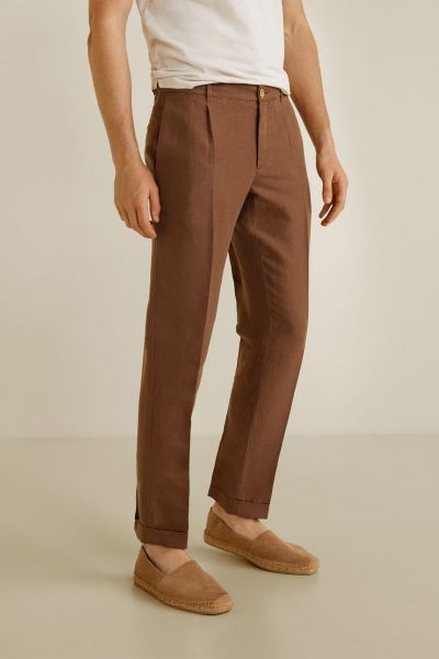 Pleated Cotton Linen Trousers