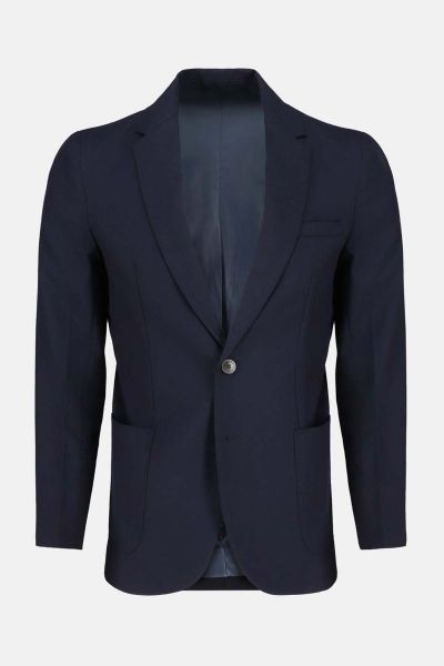 Navy Blue Wool Structured Formal Blazer