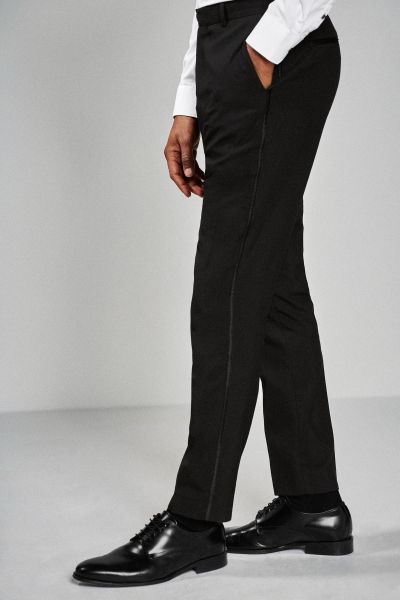 Tuxedo Trousers With Contrast Tape Detail-Slim Fit