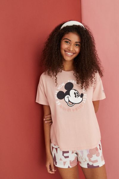 Pink Mickey Mouse short pajamas