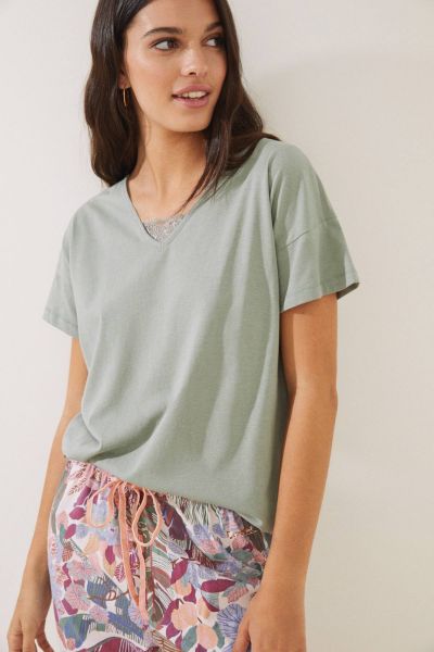 Green 100% Cotton Short-Sleeved T-Shirt