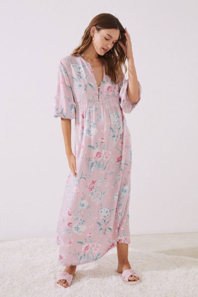 Long Pink Printed Nightgown