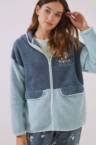 Blue Snoopy Hooded Midi Dressing Gown