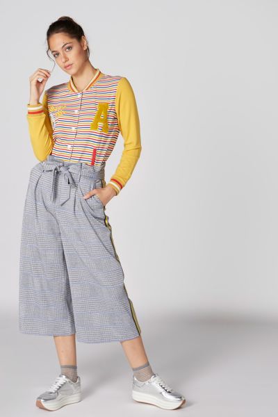 Chequered Culottes with Tie Up and Tape Detail